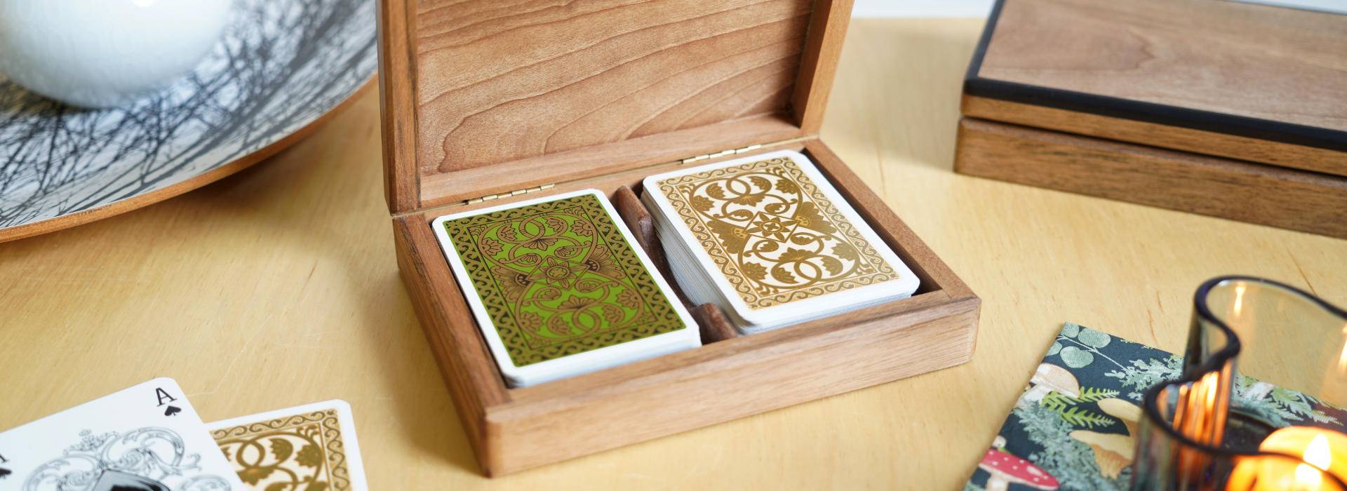 Walnut Wood Playing Card Boxes