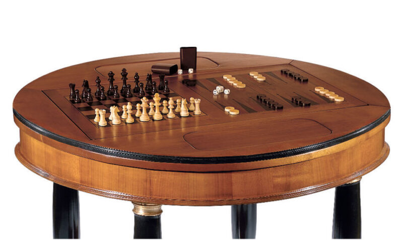 Dal Negro Large Round Gaming Table - Chess/Draughts and Backgammon Boards