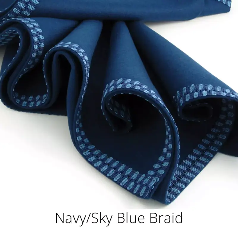 navy blue and sky blue braid free cloth offer