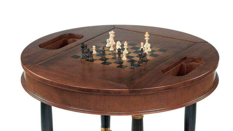 Dal Negro Round Gaming Table - Chess/Draughts Board & Staunton Chess Pieces