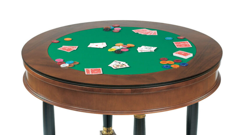 Dal Negro Round Gaming Table - Baize Card Play Surface, Chips & Playing Cards