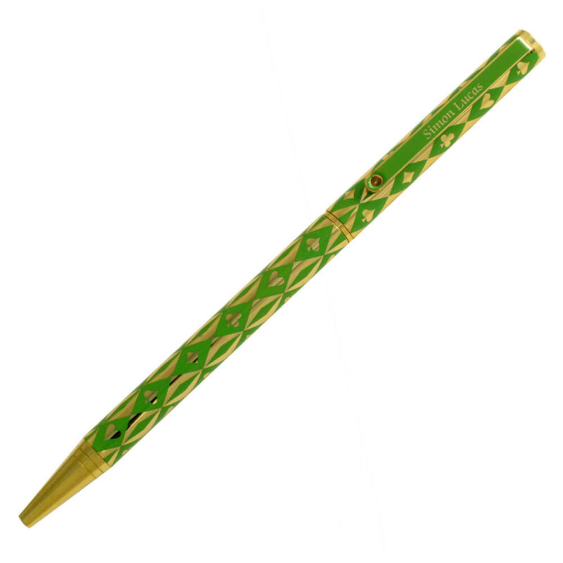 Luxury Bridge Pen - Harlequin Gold Plated Pen - Green