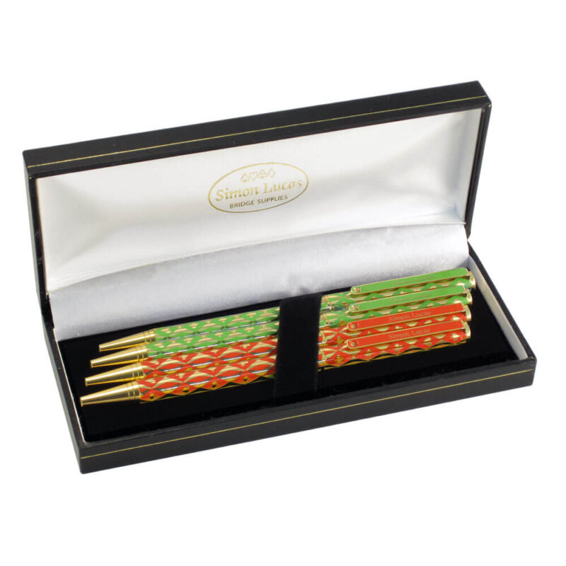 Harlequin Luxury Bridge Pens - Red and Green