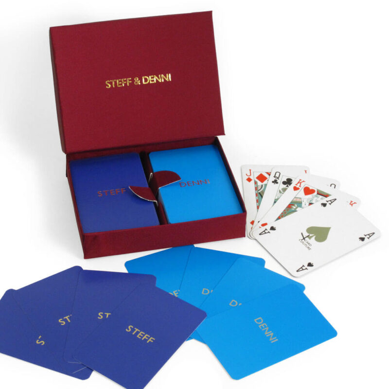 Personalised Playing Cards - Garnet Box, Purple and Aqua Cards
