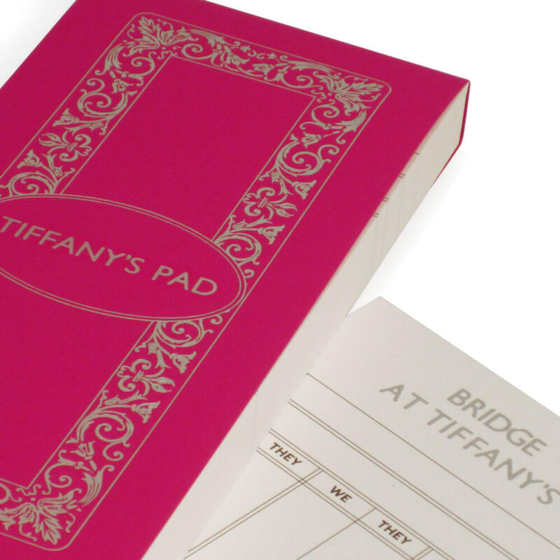 Luxury Personalised Bridge Score Pads - Bubblegum with Silver Foil