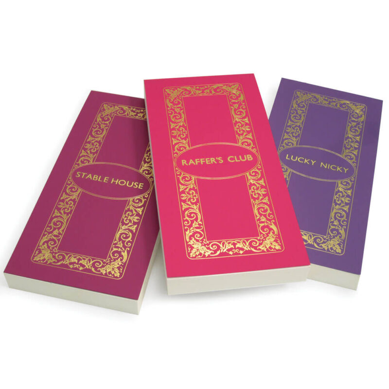 Luxury Personalised Bridge Score Pads - Damson, Bubblegum and Lavender with Gold Foil