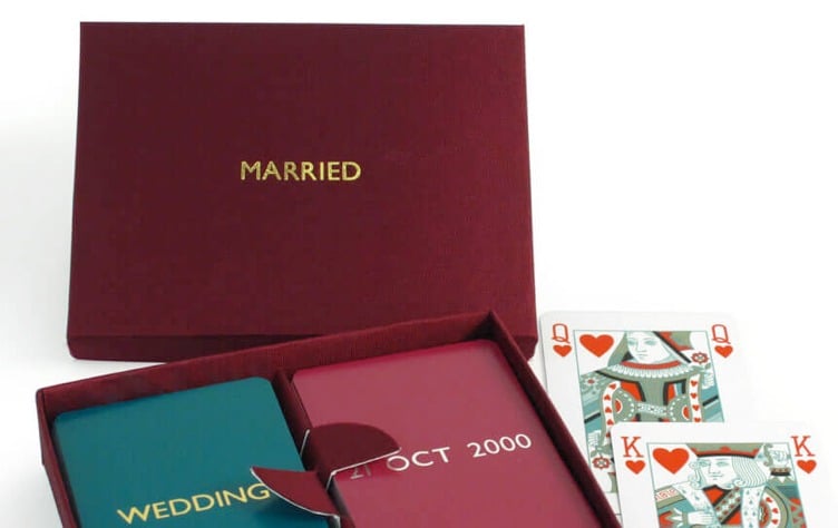 luxury personalised playing cards garnet red