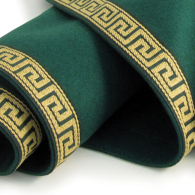 Round Greek Key Baize Bridge Cloth - Green