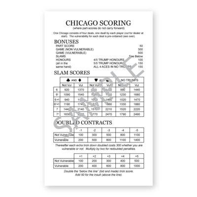 Chicago Scoring Table, Pocket Size