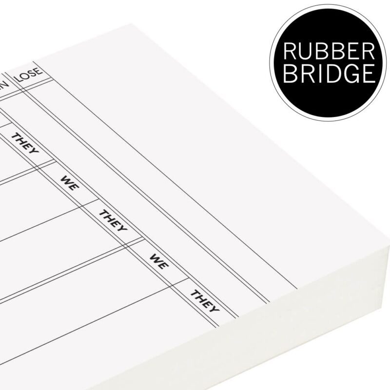 Loose Pack Rubber Bridge Score Cards - white trim