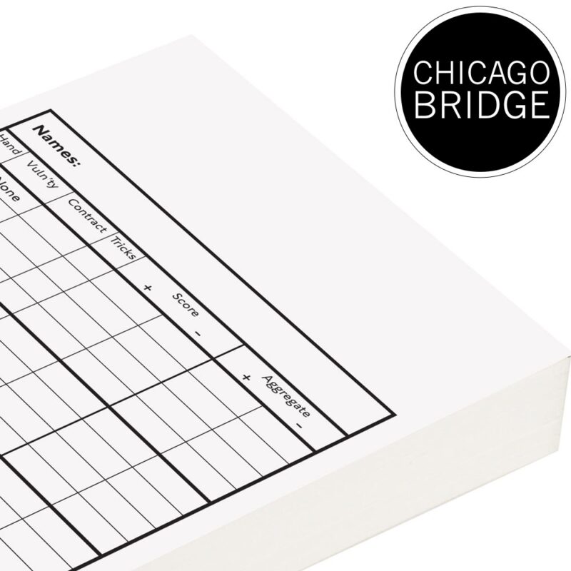 Loose Pack Chicago Bridge Score Cards - White Trim