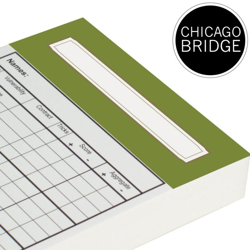 Spare Chicago Bridge Score Cards - Olive Green Trim