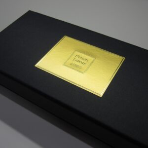 Close up detail of luxury score card box