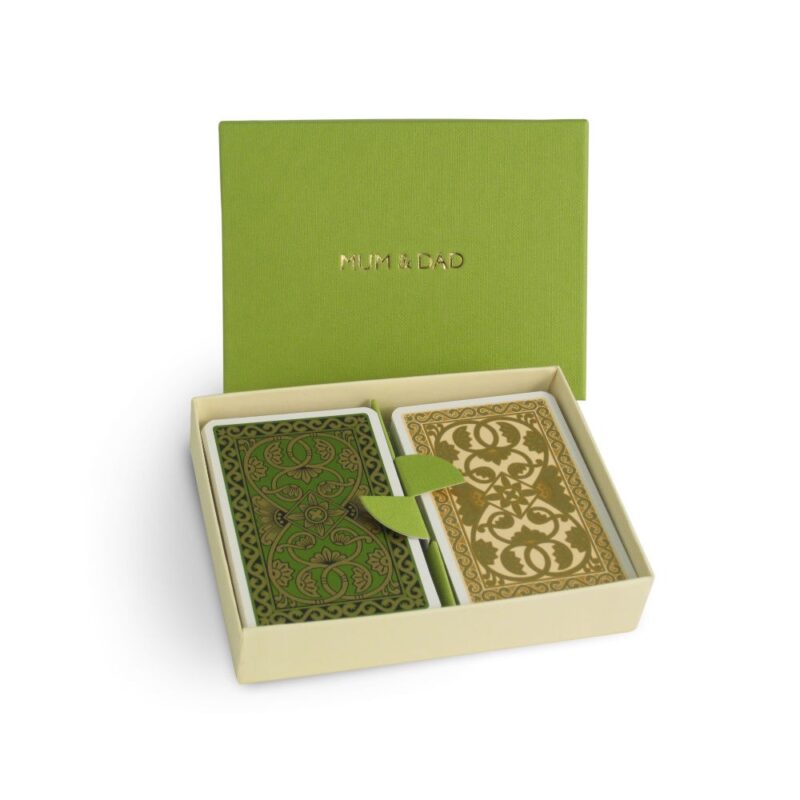 emporium personalised decorative playing cards green vanilla