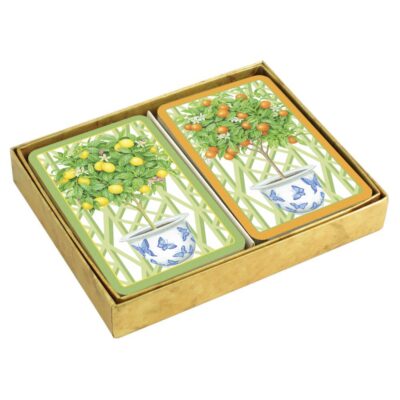 Caspari Playing Cards – Citrus Topiaries