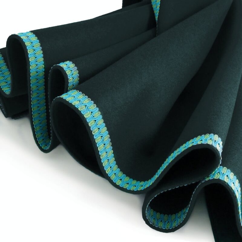 Cedar Green Baize Bridge Cloth Turquise Braid Edging