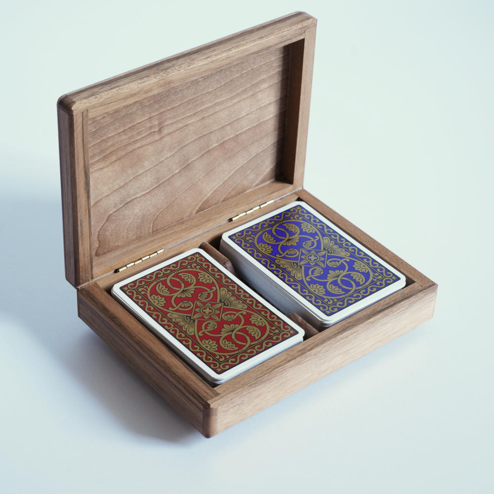 Walnut Wood Playing Card Box · Simon Lucas Bridge Supplies