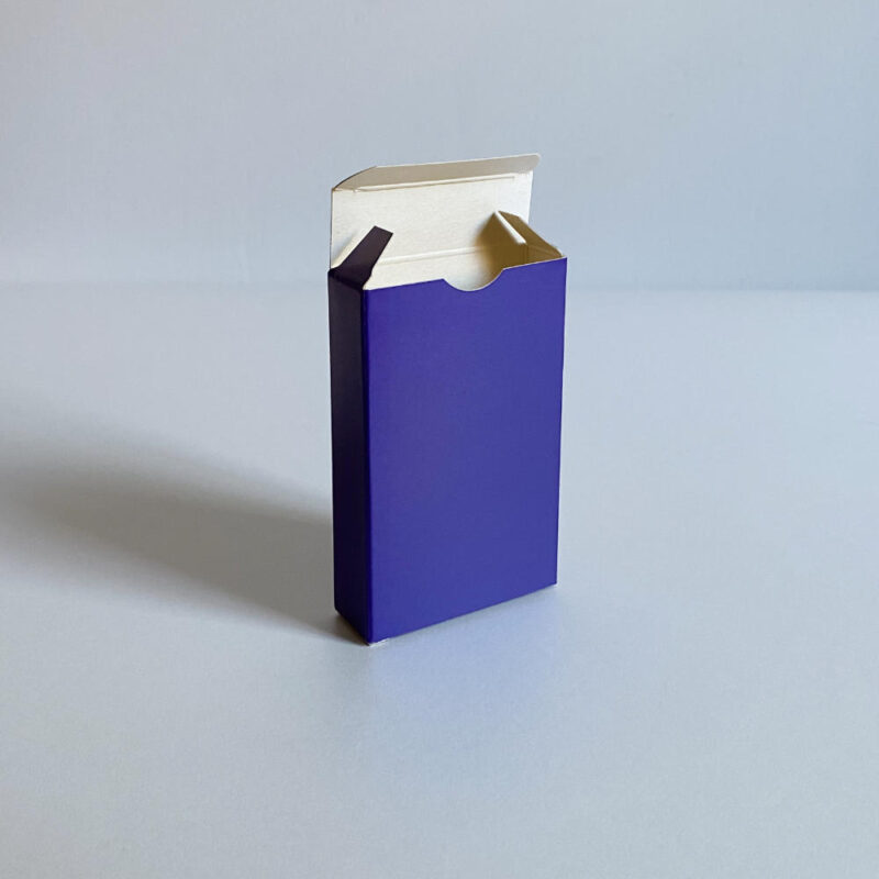 purple colour tuck boxes for playing cards