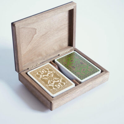 Walnut Wood Playing Card Box – Ebonised Trim