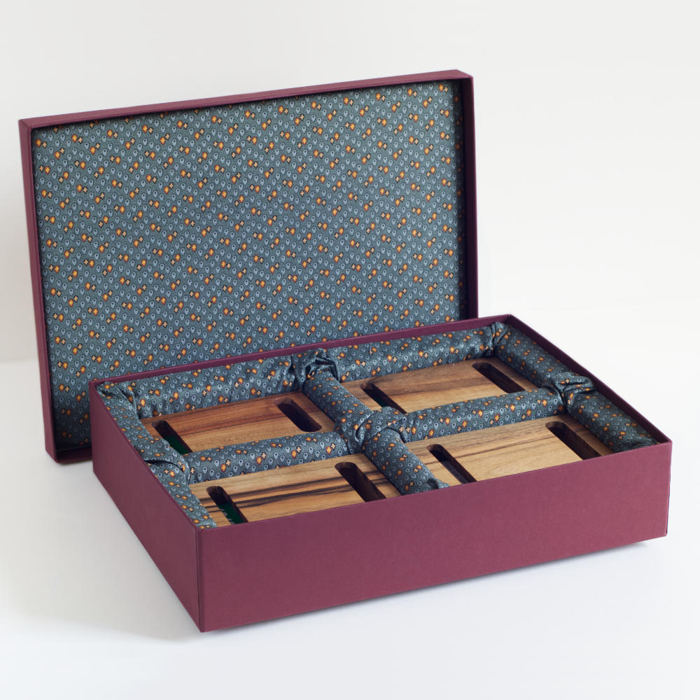 luxury walnut wood bidding boxes in presentation box