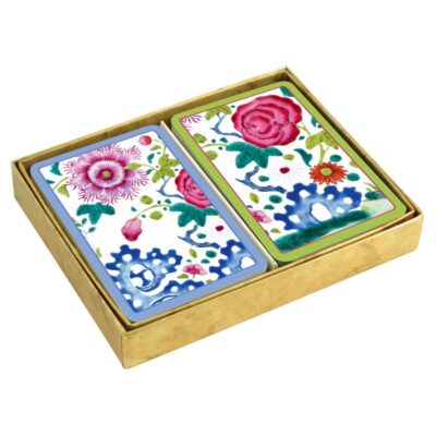 caspari decorative playing cards floral porcelain boxed