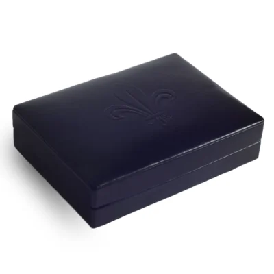 Blue Leather Playing Card Box