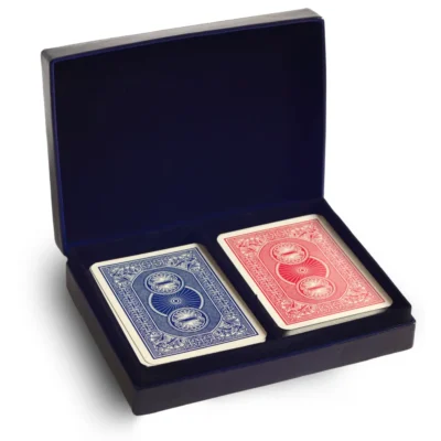 Blue Leather Playing Card Box