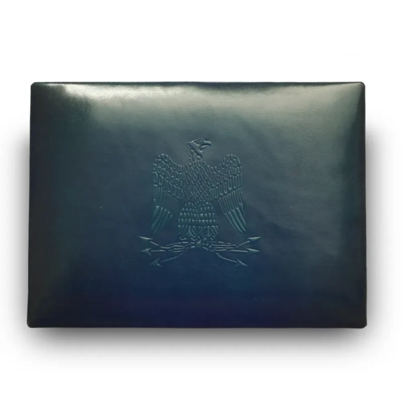 green eagle motif leather playing card box for poker bridge playing cards box top