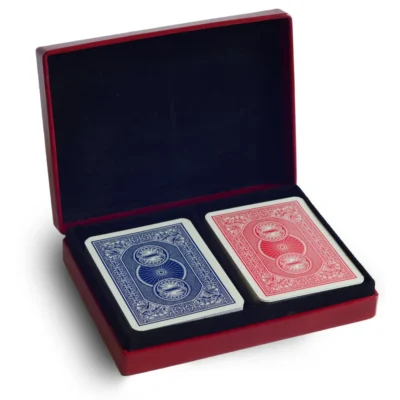 Red Leather Playing Card Box