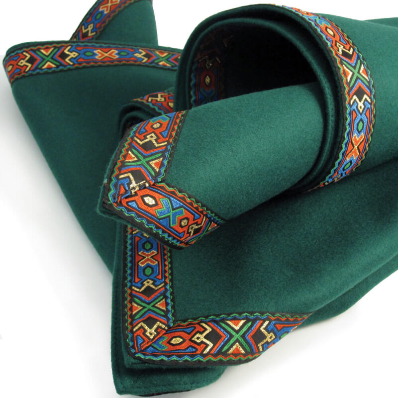 Green Baize Bridge Cloth with Multicolour Braid