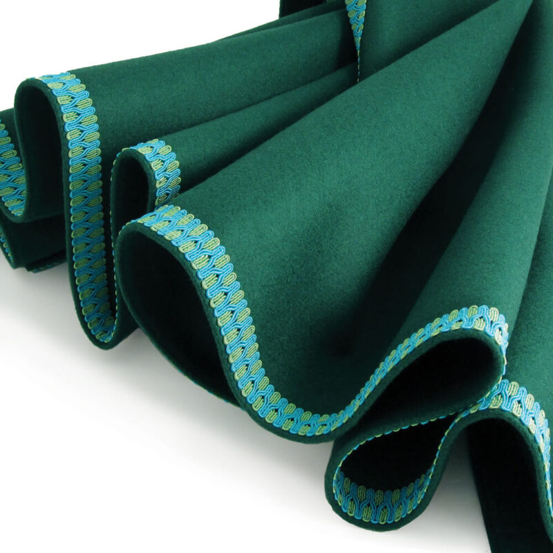 Green Baize Bridge Cloth - Apple Green and Turquoise Two-Tone Border