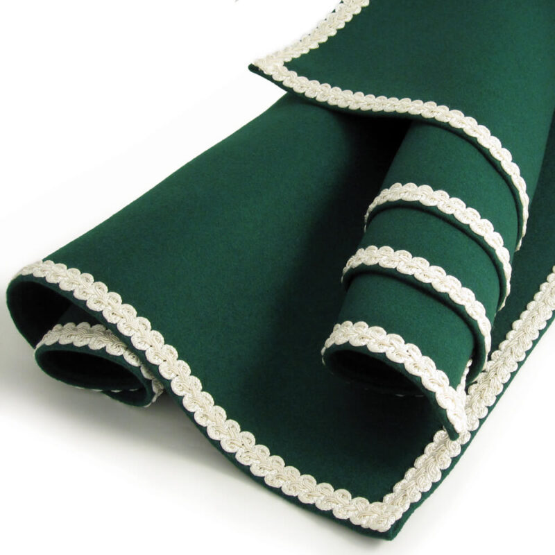 Green Baize Bridge Cloth with Ivory Braid