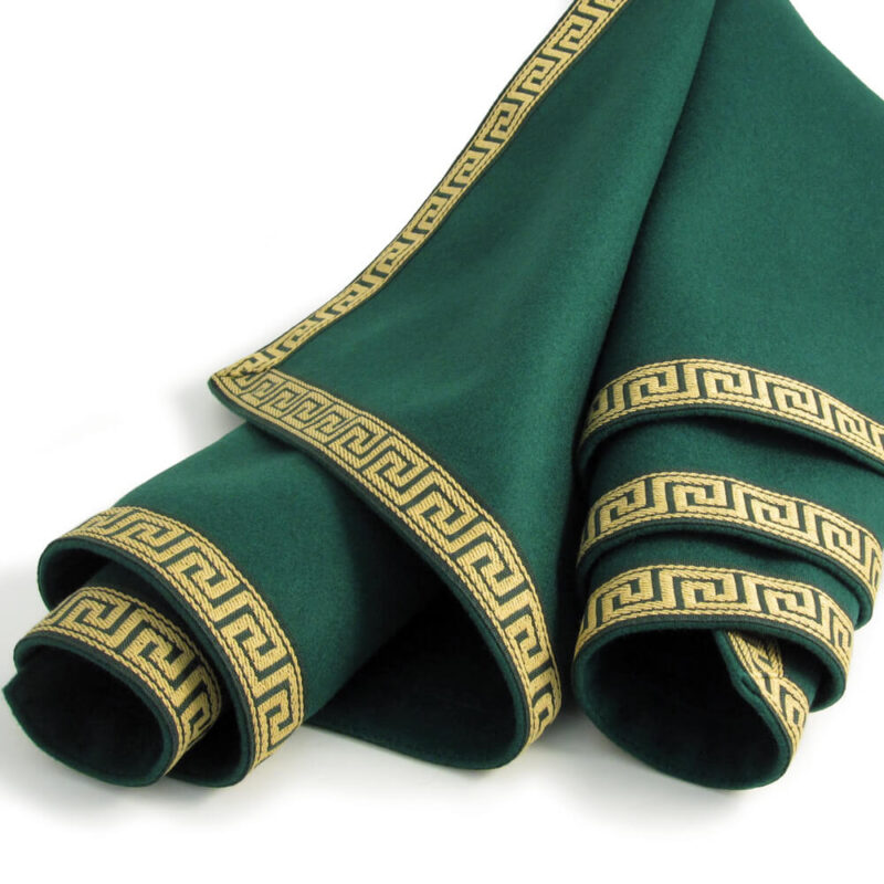 Luxury Green Baize Bridge Cloth - Greek Key Border