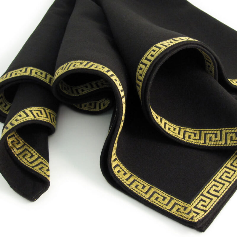 Luxury Black Baize Bridge Cloth - Greek Key Border