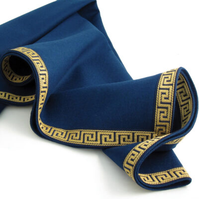 Navy Blue Baize Bridge Cloth – Greek Key Border