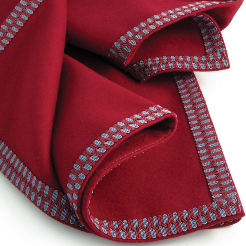 Burgundy Baize Bridge Cloth - Burgundy/Slate Grey Braid